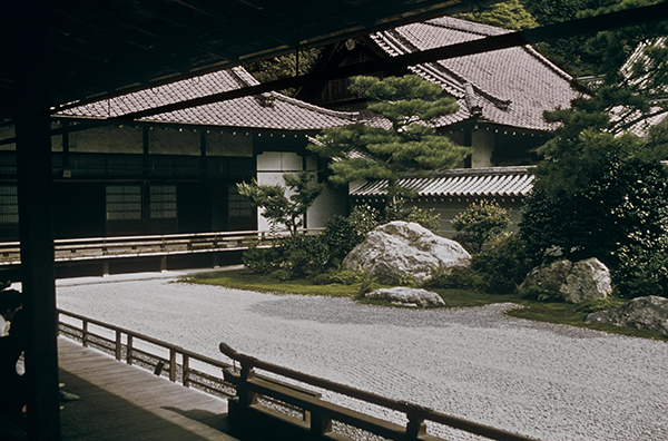 Garden designed by Kobori Enshū called Leaping Tiger Garden, Nanzen-Ji (ca. 1628-1630). Dry garden in a Zen temple with sand, gravel, rocks.