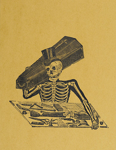 Manuel Manilla (1830–1890/1895, Mexico), published by Antonio Vanegas Arroyo (1850–1917, Mexico), Calavera Undertaker, from the portfolio 330 Original Engravings. 