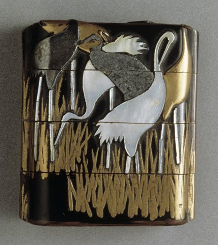  Ogata Korin (1658–1716, Japan), Four-part Inro with Crane Decoration.