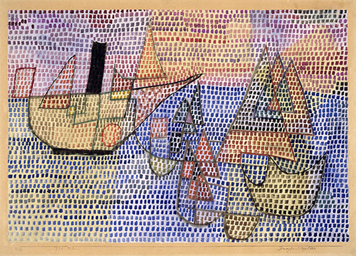 Paul Klee (1879–1940, Switzerland), Steamer and Sailboats (Damfer and Segelboote), 1931.