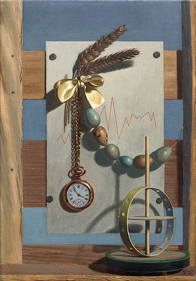 Pierre Roy (1880-1950, France), Daylight Savings Time, 1929. Oil on canvas, 21 ½" x 15” (54.6 x 38.1 cm).