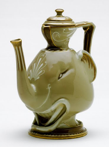  Sèvres Porcelain Factory (manufacturer) (firm 1756 to present, Sèvres) and Marc-Louis-Emmanuel Solon (designer) (1835–1913, France), Coffee Pot in the form of an Elephant’s Head, 1862.