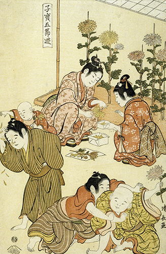 Torii Kiyonaga (1752–1815, Japan), Children at the Chrysanthemum Festival, from the series Precious Children of the Five Festivals, ca. 1795.