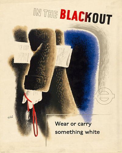 Zero (Hans Schleger) (1898–1976, Germany/Britain), Poster: In the Blackout, Wear or Carry Something White, 1943. 