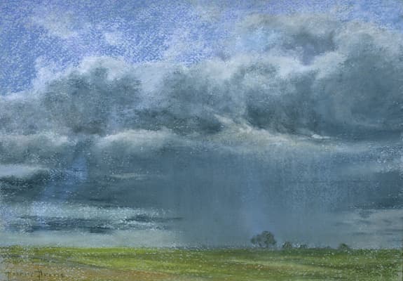 Pierre Prins, Sudden Shower on the Plateau Saint-Evroult, 1894, pastel on paper, 32 x 46 cm Formerly Richard Love Gallery, Chicago, Image © 2024 Davis Art Images (13294)