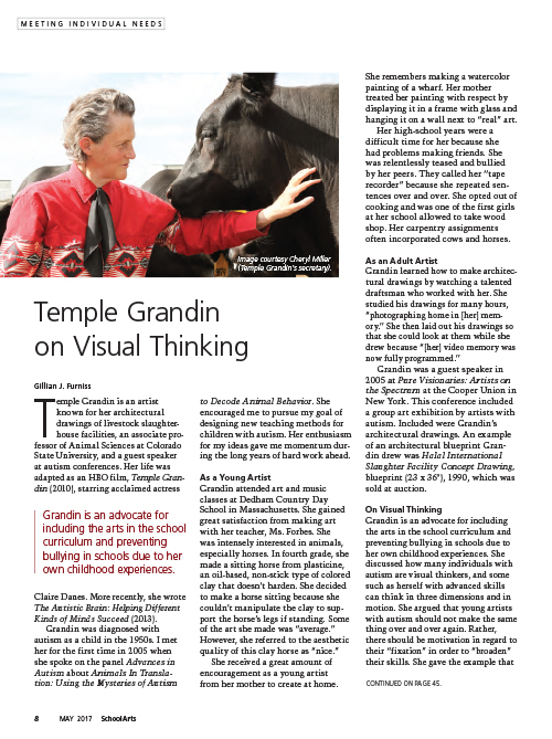 Autism Acceptance Month, Temple Grandin on Visual Thinking, SchoolArts magazine article