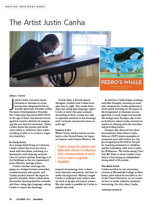Autism Acceptance Month, The Artist Justin Canha, SchoolArts magazine article
