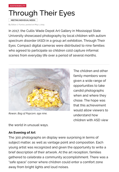 Autism Acceptance Month, Through Their Eyes, SchoolArts magazine article