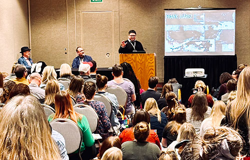 Frank, Rama Hughes, and James Rees collaborate on a presentation at the 2024 NAEA National Convention.