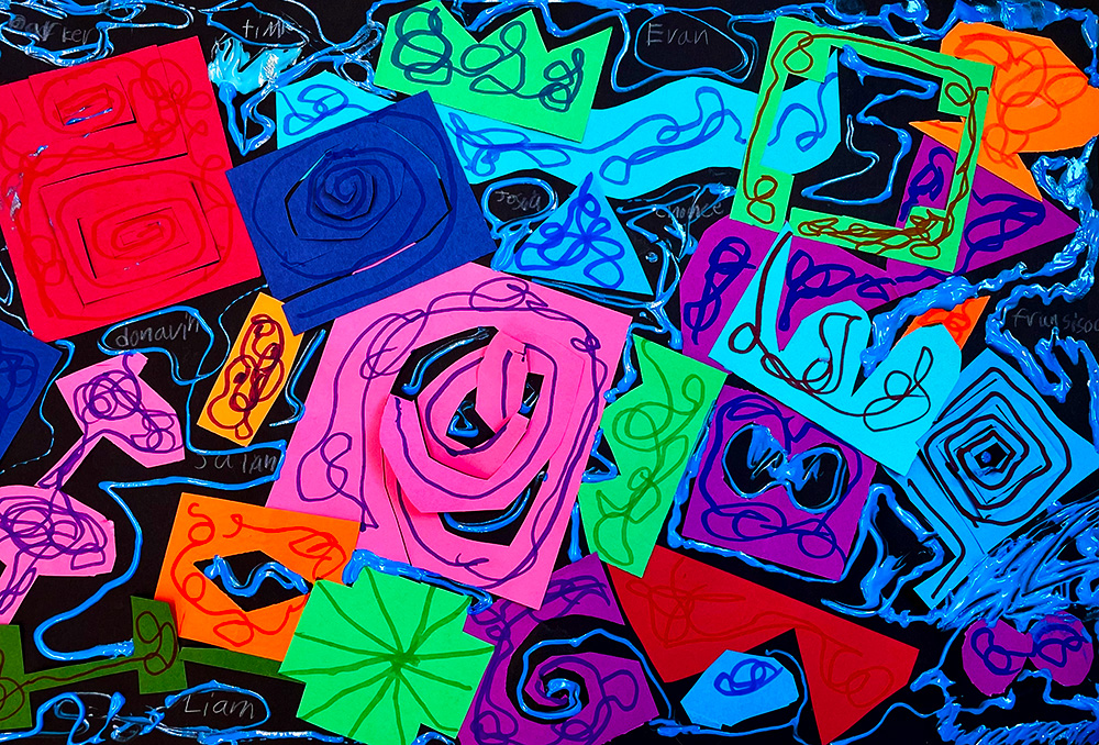 SchoolArts magazine, The Groundwork Issue, September 2023, Elementary Art Lesson, Abstract Shape Compositions