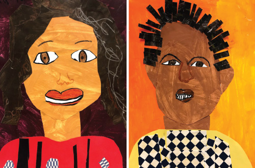 SchoolArts magazine, September 2021 issue, Elementary art lesson, Celebratory Self-Portraits, self-portrait collage painting