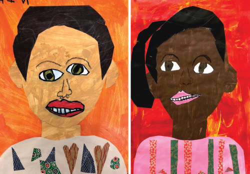 SchoolArts magazine, September 2021 issue, Elementary art lesson, Celebratory Self-Portraits, self-portrait collage painting