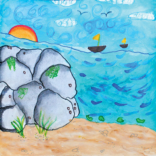 Student artwork from Sharing Environmental Stories, an Elementary art lesson