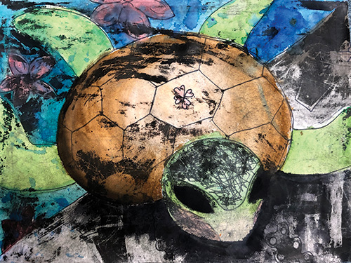 Student artwork from Underwater Worlds, an Elementary art lesson