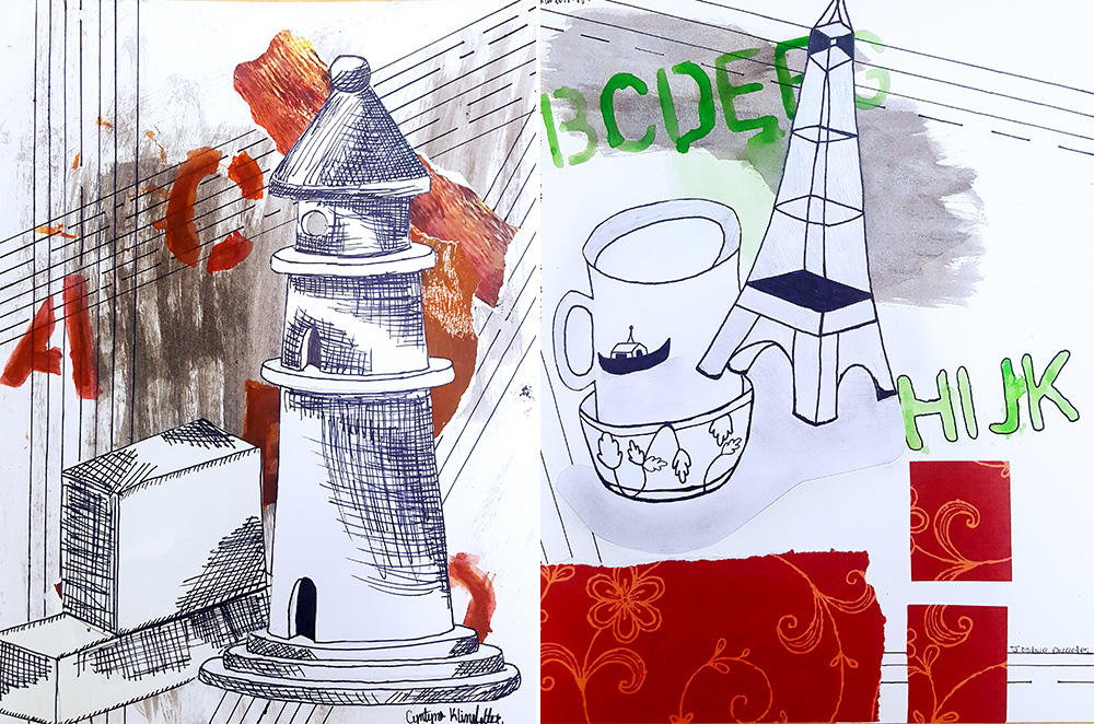 High School Art Lesson, Mixed-Media Composition