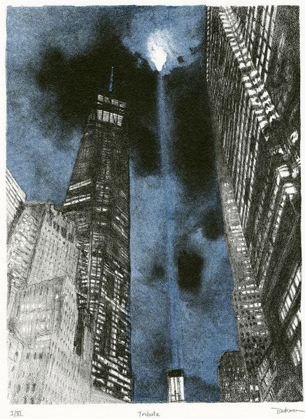 K-12 art lesson, remembering 9/11, lithograph prints, Brenda Berkman