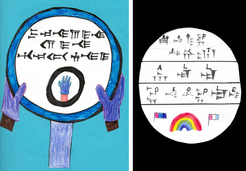 SchoolArts magazine, April 2022 issue, Middle School art lesson, Kid Hazo-inspired street signs