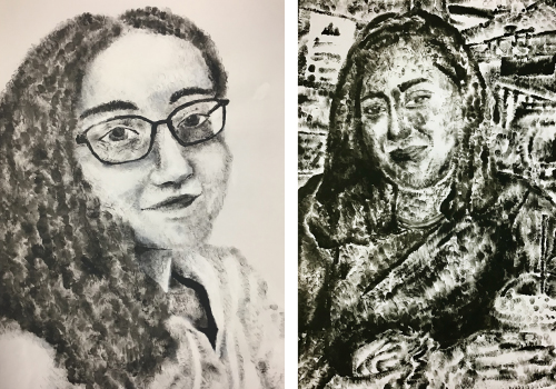 SchoolArts magazine, February 2022 issue, High school art lesson, Drawing, Self-Portraits