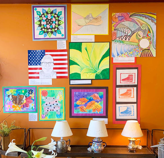 Student pieces featured inside a local flower shop.