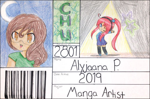 SchoolArts magazine, September 2021 issue, Middle School art lesson, Creating College IDs, Self-Portraits