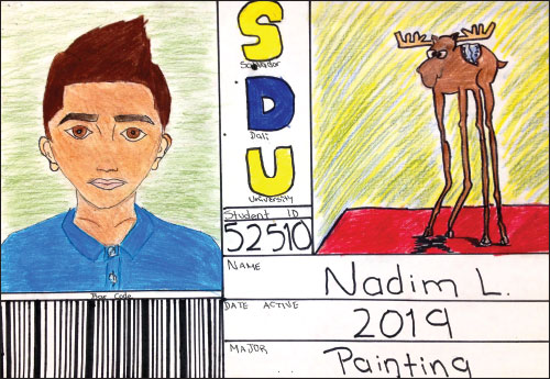 SchoolArts magazine, September 2021 issue, Middle School art lesson, Creating College IDs, Self-Portraits