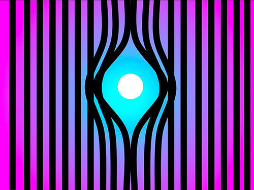 Abstract design with black lines on purple background, from the art lesson, Collaborative Learning through Design.