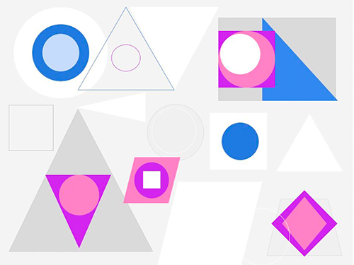 Abstract design with colorful shapes from the art lesson, Collaborative Learning through Design.