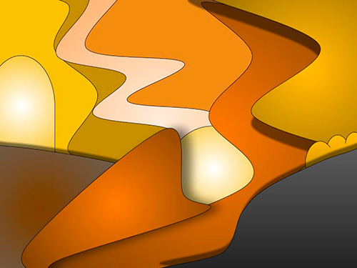 Abstract digital artwork with orange shapes, from the art lesson Collaborative Learning through Design.