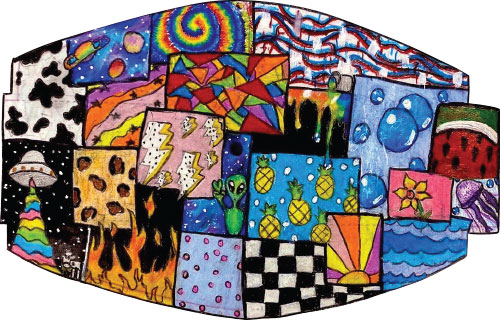 SchoolArts magazine, Summer 2021 issue, Middle School art lesson, Facing COVID with Creative Masks