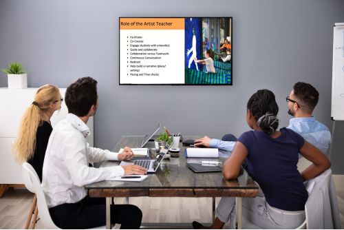 World-renowned artists Michael Townsend and Leah Smith coach teacher facilitators online via video conferencing. 