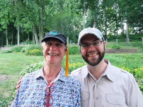 Wyatt with his son Julian on Wyatt's graduation day from Davis in 2016.