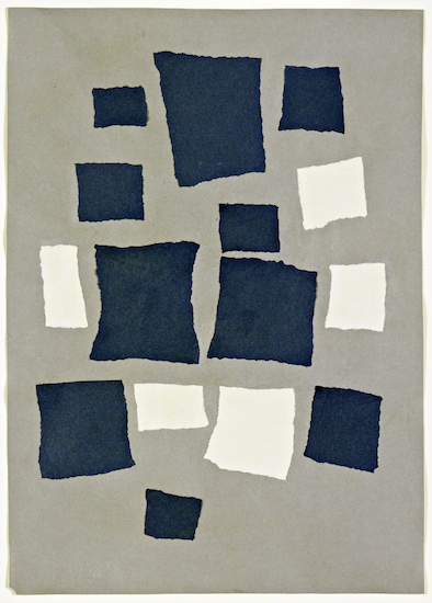 Collage titled "Squares Arranged According to the Laws of Chance" by Jean Arp.