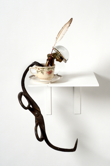 Found object sculpture by Jess titled "Stir-Up Cup"