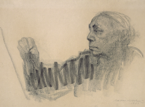 Drawing by Kathe Kollwitz titled Self Portrait