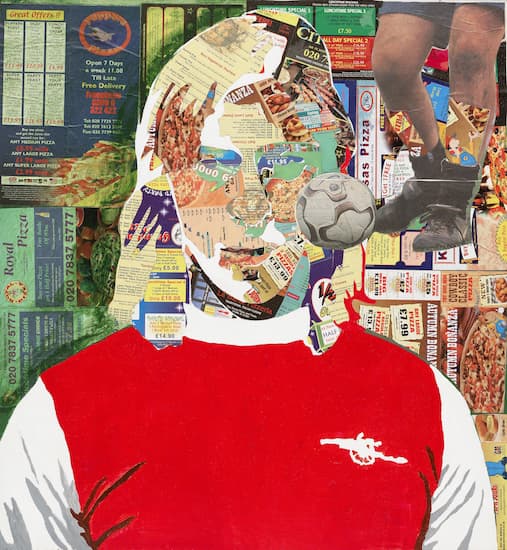 Painting and collage by Sarah Lucas titled "Geezer"