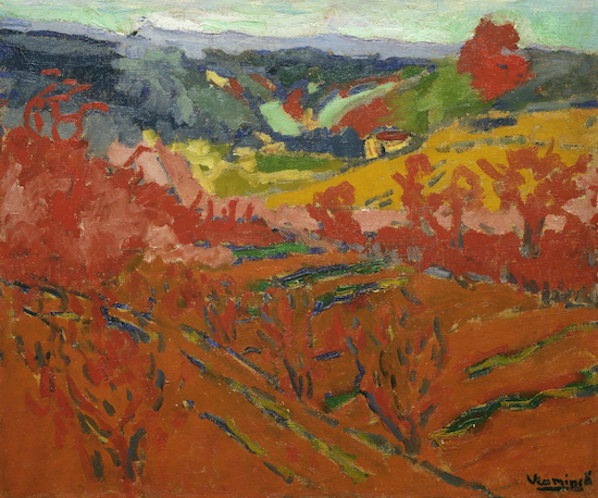 Painting by Maurice de Vlaminck titled "Autumn Landscape"