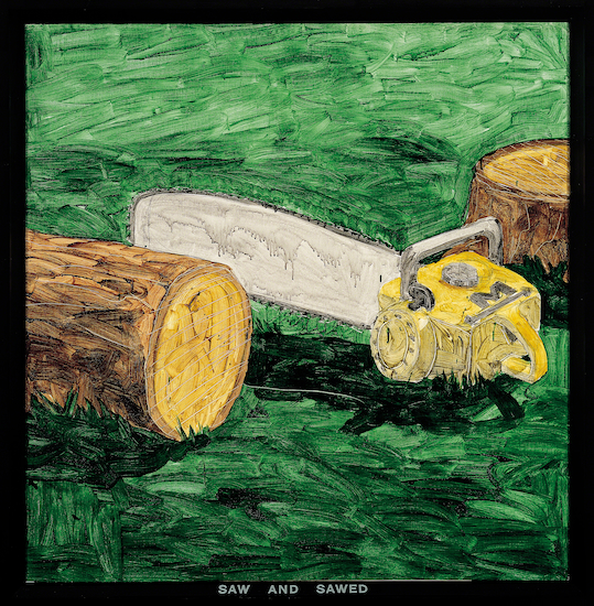 Painting by Neil Jenney titled Saw and Sawed.