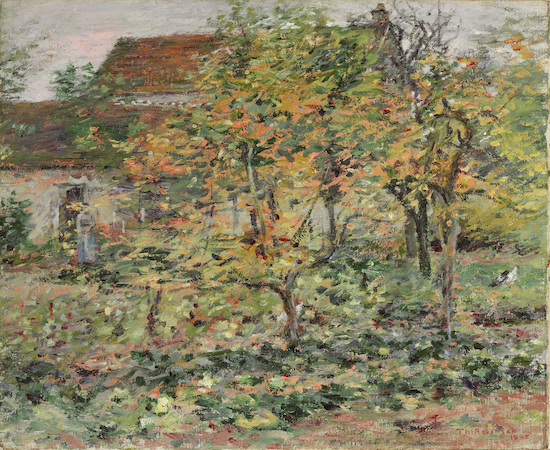 Painting by Theodore Robinson titled "Yellow Apples".