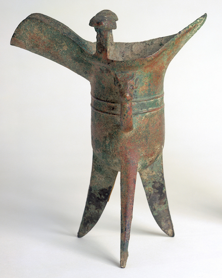 Ancient Chinese bronze jue vessel.