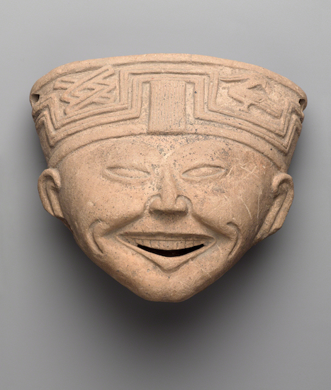 Ceramic "Laughing Head" from the Totonac Culture of ancient Mexico.