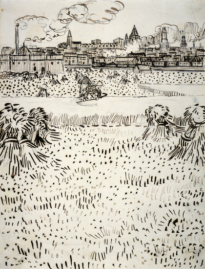 Drawing by Vincent van Gogh titled "The Harvest"