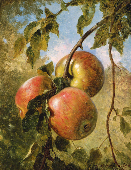 Painting by Worthington Whittredge titled Apples.