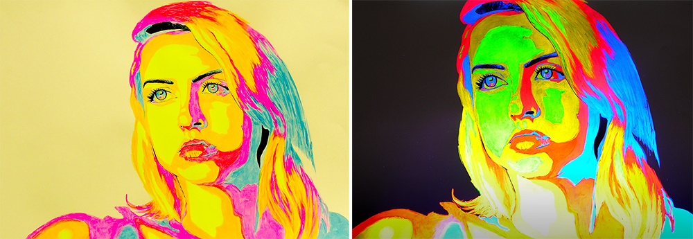 SchoolArts magazine, The Interdisciplinary Connections Issue, November 2023, High School Art Lesson, Black Light Paintings