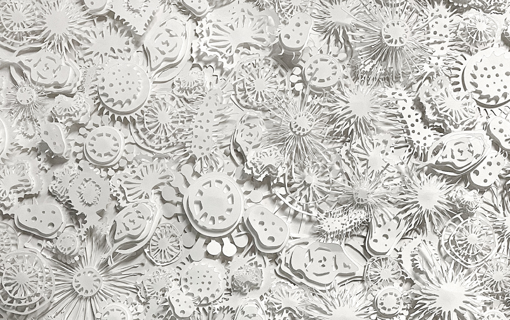 SchoolArts magazine, The Media Arts Issue, December 2023, High school art lesson, Layered Paper Sculptures