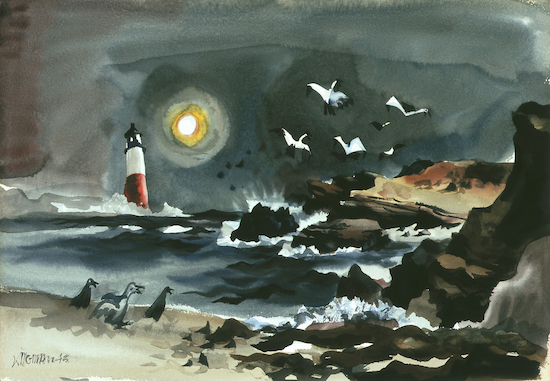 Painting by Dong Kingman titled Lighthouse.